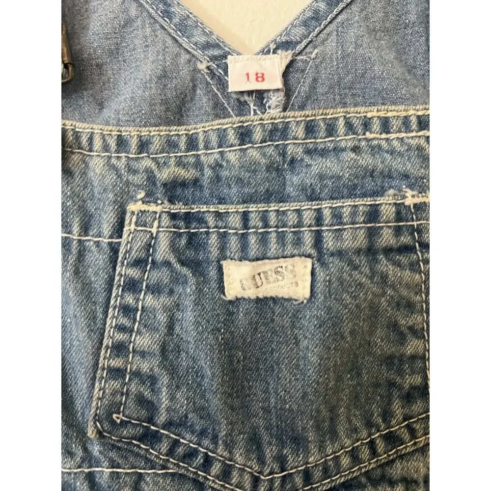 Vtg 90s Baby Guess Shortalls Overalls Denim 18m Y2K Kids Nostalgia